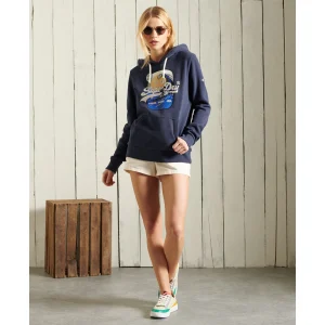 Promo 😀 Mode- Lifestyle Femme Superdry Sweat À Capuche Brossé Femme Superdry Vintage Itago BLEU 🤩 16