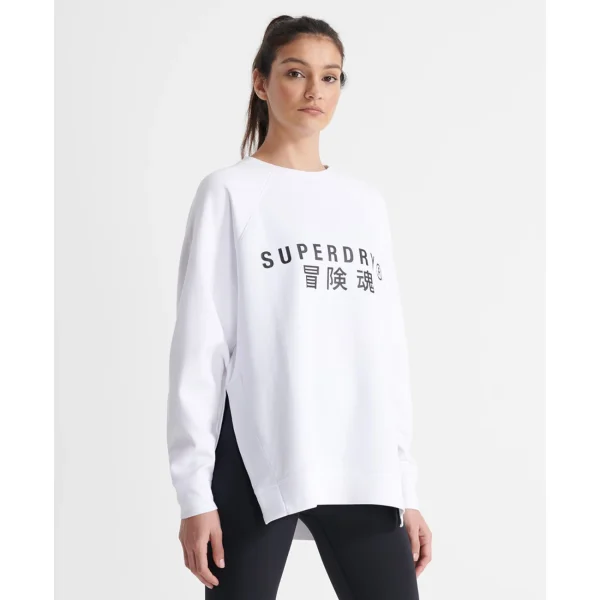 Nouveau ⭐ Mode- Lifestyle Femme Superdry Sweat Ras-du-cou Oversize À Motif Femme Superdry Training BLANC 🔔 1