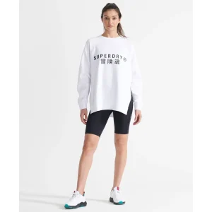 Nouveau ⭐ Mode- Lifestyle Femme Superdry Sweat Ras-du-cou Oversize À Motif Femme Superdry Training BLANC 🔔 10