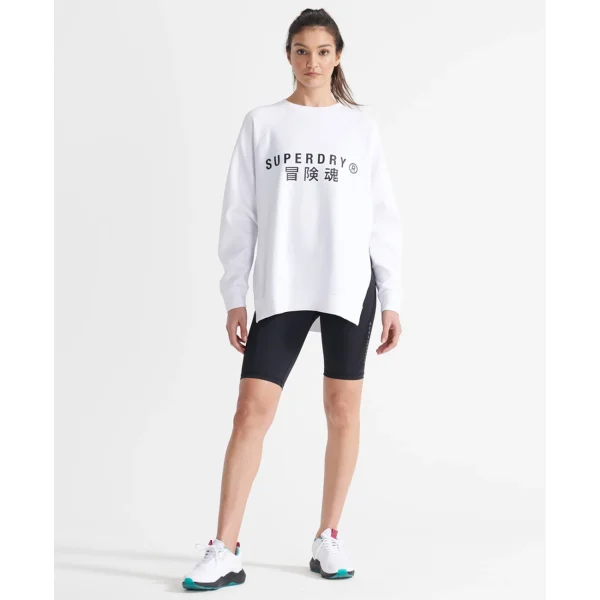 Nouveau ⭐ Mode- Lifestyle Femme Superdry Sweat Ras-du-cou Oversize À Motif Femme Superdry Training BLANC 🔔 3