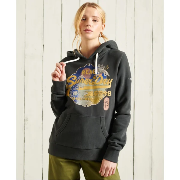 Le moins cher 🔔 Mode- Lifestyle Femme Superdry Sweat À Capuche Brossé Femme Superdry Vintage Itago NOIR 👏 4