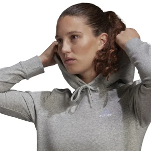 Sortie 👏 Fitness Femme Adidas Sweatshirt Court À Capuche Femme Adidas Essentials 3-bandes GRIS 🤩 18