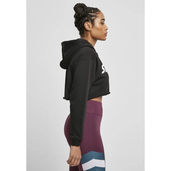 Budget 🎉 Mode- Lifestyle Femme Urban Classics Sweatshirt À Capuche Femme Urban Classics Starter Cropped NOIR ❤️ 7