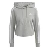 Sortie 👏 Fitness Femme Adidas Sweatshirt Court À Capuche Femme Adidas Essentials 3-bandes GRIS 🤩 22