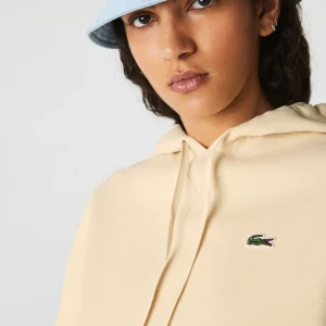 Meilleure vente 🥰 Mode Femme Lacoste Sweatshirt À Capuche Lacoste Loose Fit En Coton Mélangé Uni BEIGE 🔥 13