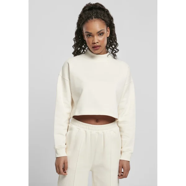 Grosses soldes ⭐ Mode- Lifestyle Femme Urban Classics Sweatshirt Femme Urban Classics Cropped Oversized High Neck Crew BLANC 🎁 3