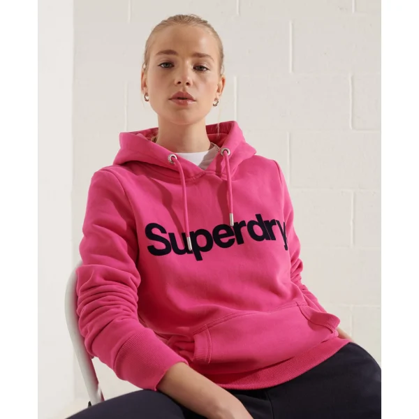 Promo 💯 Mode- Lifestyle Femme Superdry Sweat À Capuche Floqué À Logo Femme Superdry Core ROSE ⌛ 3