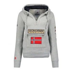 Offres 🛒 Mode- Lifestyle Femme Geographical Norway Sweat À Capuche Gris Femme Geographical Norway Gymclass GRIS ✨ 10