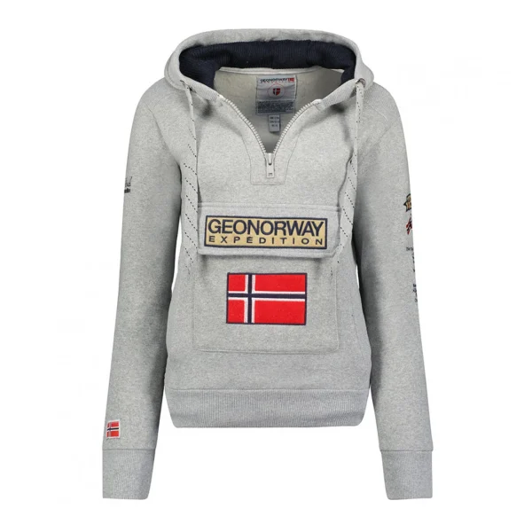 Offres 🛒 Mode- Lifestyle Femme Geographical Norway Sweat À Capuche Gris Femme Geographical Norway Gymclass GRIS ✨ 4