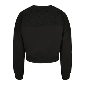 Le moins cher ✔️ Mode- Lifestyle Femme Urban Classics Sweatshirt Manches Longues Femme Dentelle Urban Classics NOIR ❤️ 12