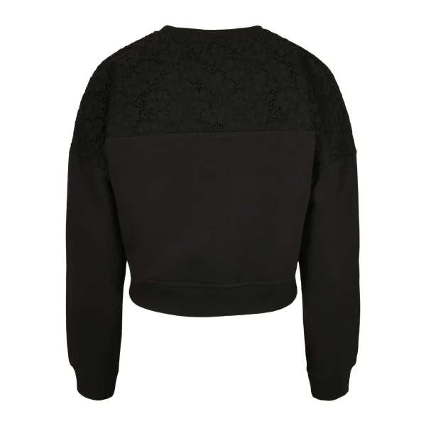 Le moins cher ✔️ Mode- Lifestyle Femme Urban Classics Sweatshirt Manches Longues Femme Dentelle Urban Classics NOIR ❤️ 4