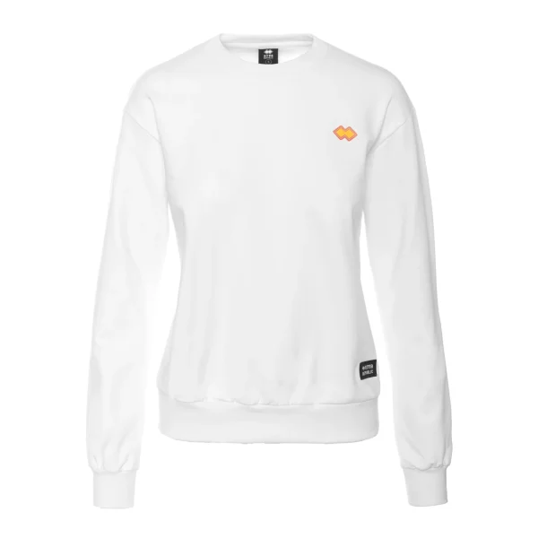 Offres ❤️ Fitness Femme Errea Sweatshirt Femme Errea Trend Round Neck BLANC ⭐ 1