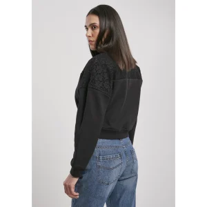 Le moins cher ✔️ Mode- Lifestyle Femme Urban Classics Sweatshirt Manches Longues Femme Dentelle Urban Classics NOIR ❤️ 18