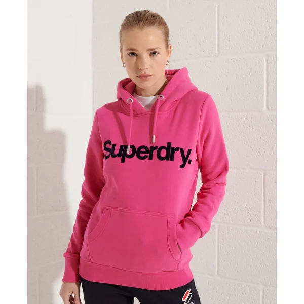 Promo 💯 Mode- Lifestyle Femme Superdry Sweat À Capuche Floqué À Logo Femme Superdry Core ROSE ⌛ 5