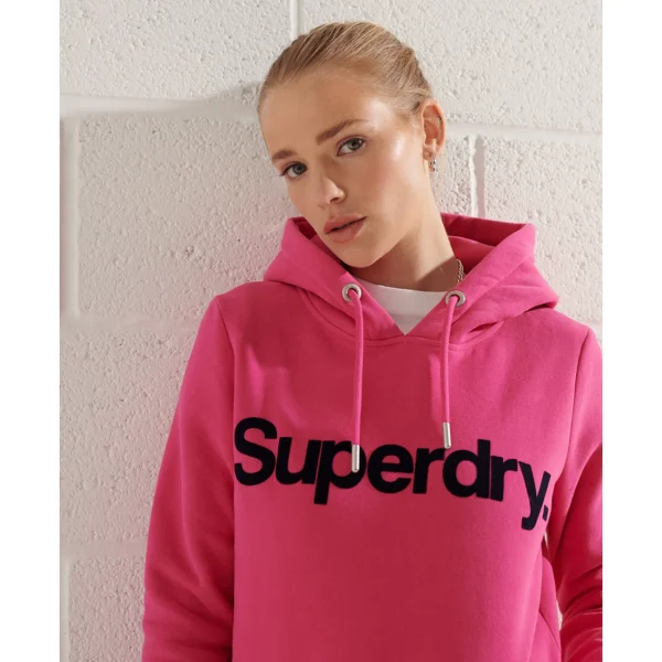 Promo 💯 Mode- Lifestyle Femme Superdry Sweat À Capuche Floqué À Logo Femme Superdry Core ROSE ⌛ 1